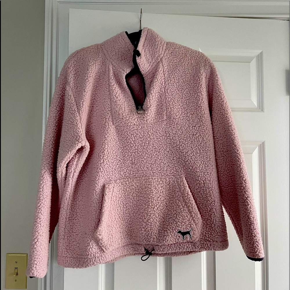 Pink sherpa quarter zip